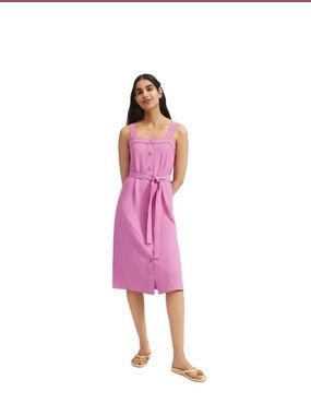 EVERLANE Button-Front Midi Dress in Magenta Sz 6